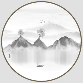 圆形水墨画