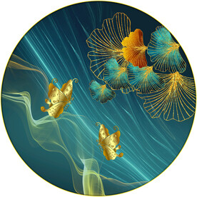 晶瓷画线条抽象画光影画杏叶