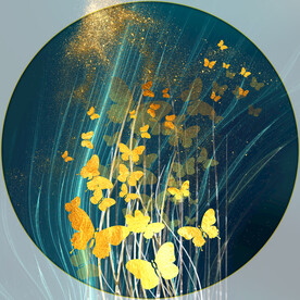 晶瓷画线条抽象画蝴蝶