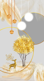 晶瓷画麋鹿抽象画玄关羽毛