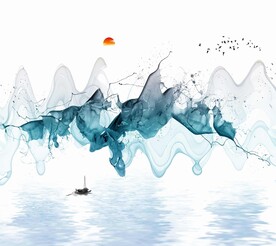 高清分层水墨山水背景墙