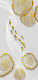 晶瓷画抽象线条金鱼