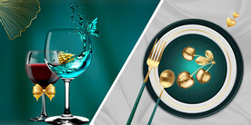 晶瓷画抽象画餐厅餐具红酒杯