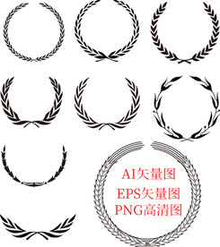 麦穗圆边框矢量图