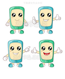 卡通智能手机矢量图集