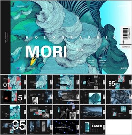 抽象蓝色时尚彩绘ppt模板