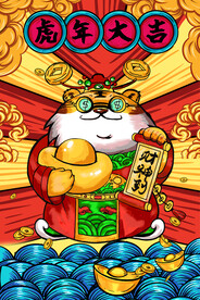 2022金虎迎春 招财虎手绘