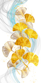 瓷晶画线条抽象画麋鹿杏叶