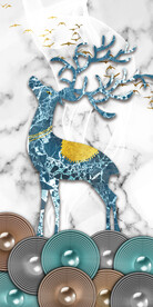 瓷晶画圆圈麋鹿