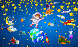 儿童飞机宇航员背景墙