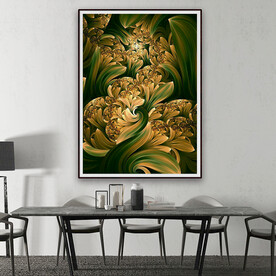 惊艳绝美金绿色立体花纹装饰画