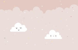 可爱卡通粉色云朵儿童背景墙壁画
