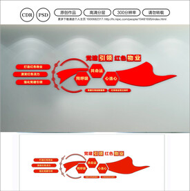 红色物业文化墙