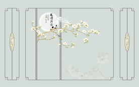 晶瓷画电视背景墙兰花花好月圆