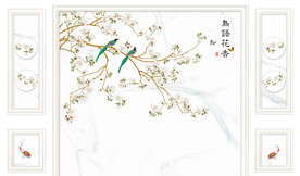 晶瓷画水墨山水电视背景墙兰花