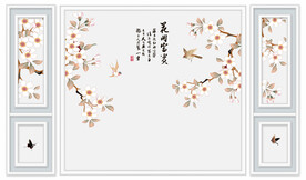 晶瓷画电视背景墙花开富贵