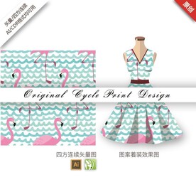 矢量手绘创意热带热火鸟图案