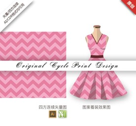 矢量手绘抽象简约几何波浪图案