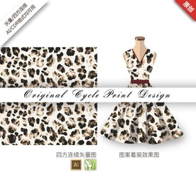 矢量抽象手绘野性豹纹图案