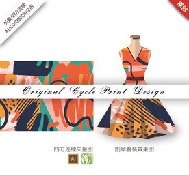 矢量抽象手绘几何涂鸦图案