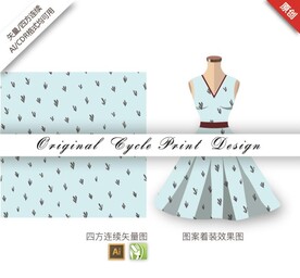 矢量抽象手绘几何花草小碎花图案