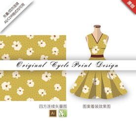 矢量抽象手绘几何花草小碎花图案