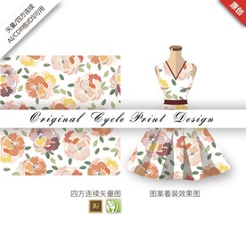 矢量抽象花卉菊花数码印花图案