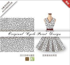 矢量抽象简约几何黑色无缝图案