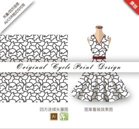 矢量抽象简约几何黑色无缝图案