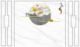 晶瓷画山水风景画大理石纹
