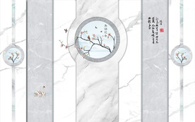 晶瓷画兰花大理石纹背景墙