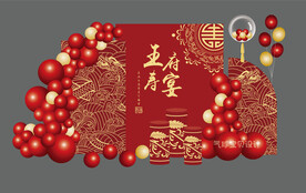 红金色寿宴气球布置INS背景