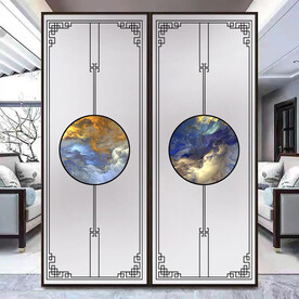 高清分层透明底屏风玻璃打印图