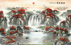 鸿运当头山水画