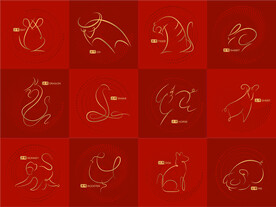 十二生肖抽象简笔画