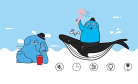 卡通 夏日汽水 风扇 大象 蓝