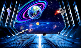 科技空间站宇航员背景墙