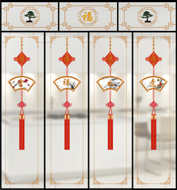 高清分层透明底推拉门玻璃打印图