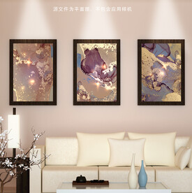 抽象无画框画作