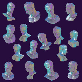 镭射渐变雕像 免抠