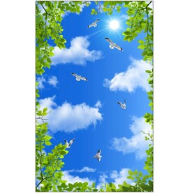 蓝天白云绿叶鸽子