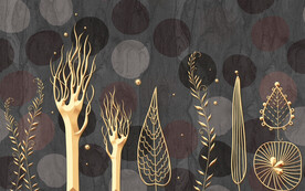 装饰画 树叶线条抽象画