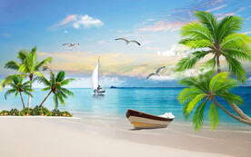 蓝天白云大海背景墙