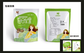 坚果零食包装效果图+平面图 