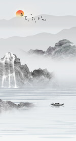 装饰画 水墨山水风景画