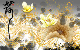 装饰画 抽象画 中国风 荷花