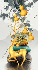 装饰画 葫芦 麋鹿