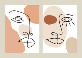 创意抽象手绘人物线条装饰画