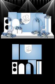 蓝色婚礼现场KT板