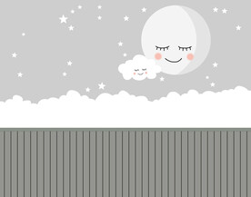 卡通儿童星星月亮背景墙壁画墙裙